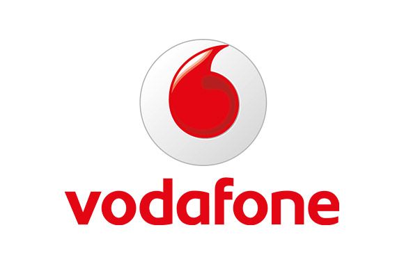 Vodafone-Logo Logo „vodafone“ mit rotem Sprechblasen-Symbol.